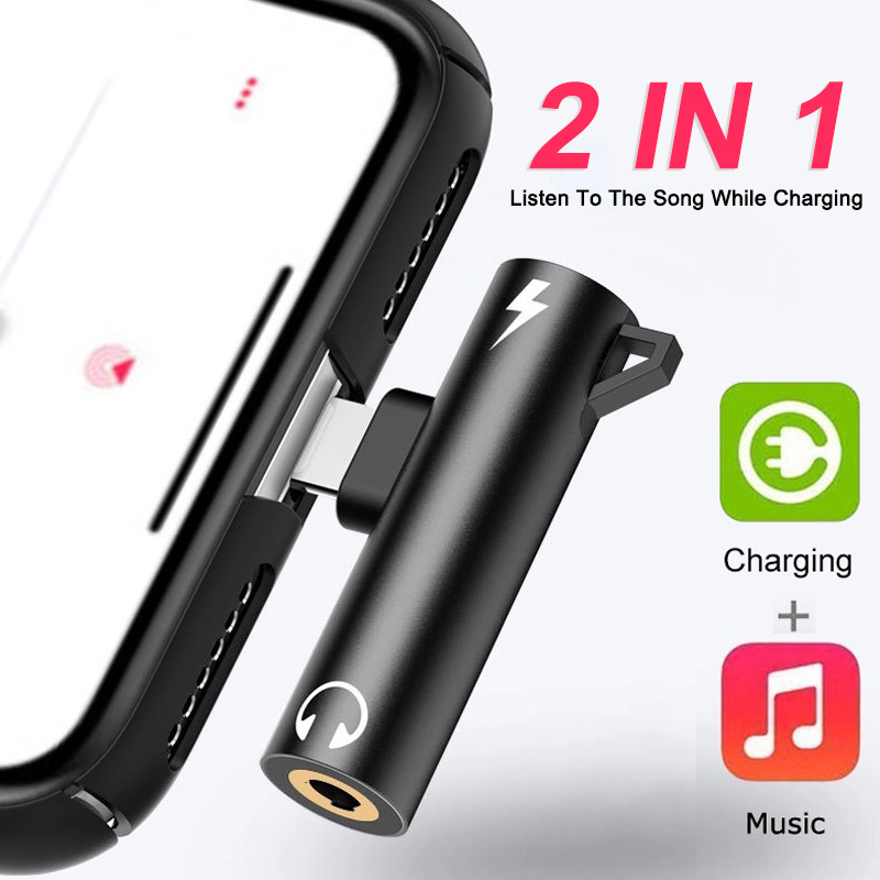 Wired Earphone Lightning - 2-in-1 Audio-Lade-Kopfhörer-Dual-Adapter-Splitter für iPhone XR XS