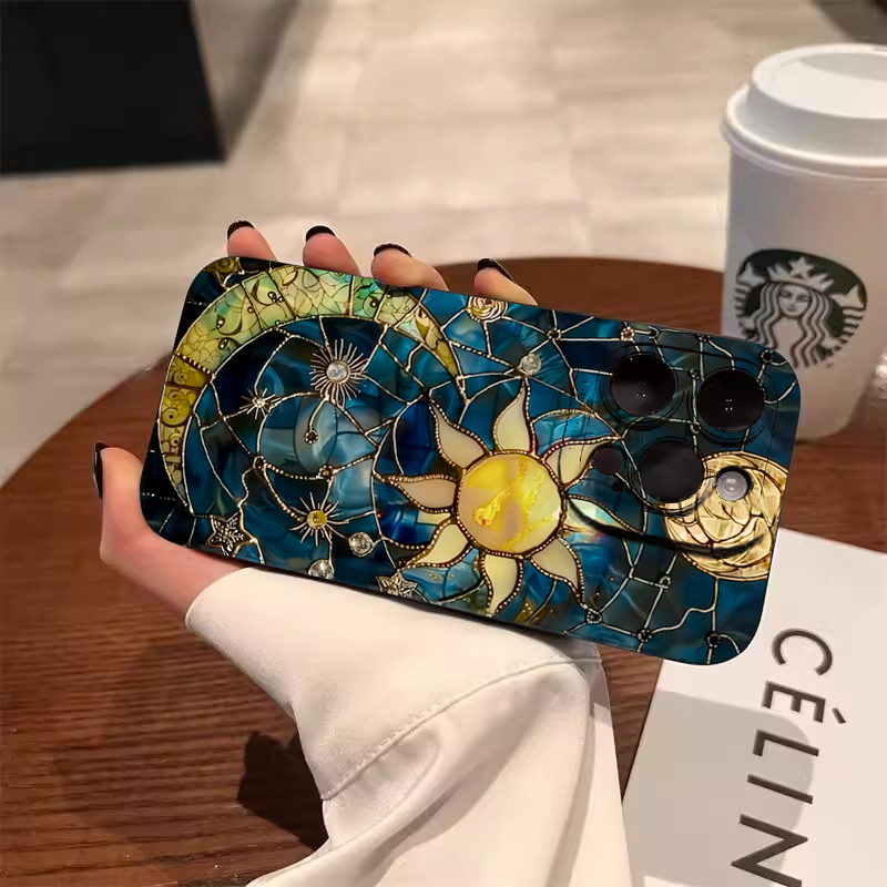 Tablet Accessories Aesthetic - Ästhetische Sonne-Mond-Druck Handyhülle für Samsung Galaxy