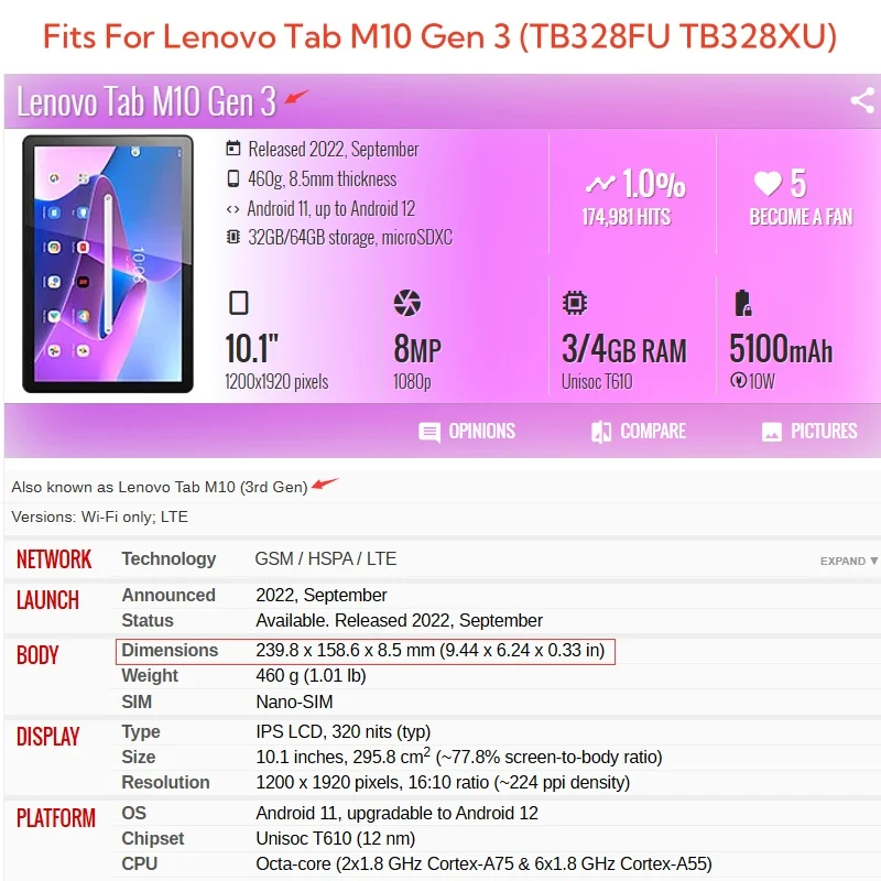 Capa Für Lenovo Tab M10 3rd Ge – Tablet Cover Accessories Bewertung und Preis